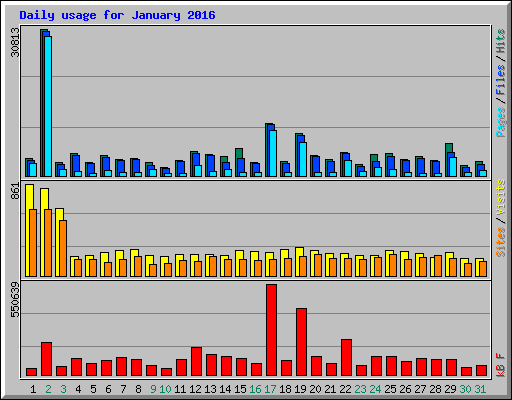 Daily usage for January 2016