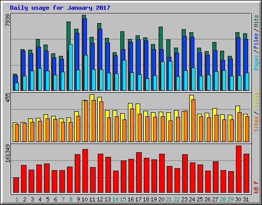 Daily usage for January 2017