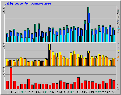 Daily usage for January 2019