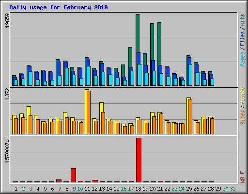 Daily usage for February 2019