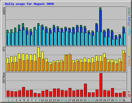 Daily usage for August 2020