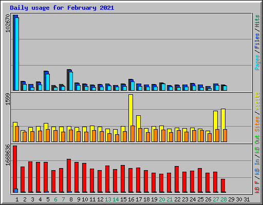 Daily usage for February 2021