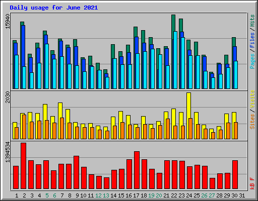 Daily usage for June 2021
