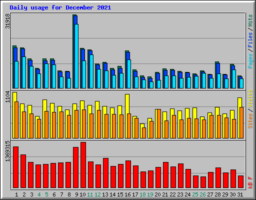 Daily usage for December 2021