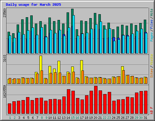 Daily usage for March 2025
