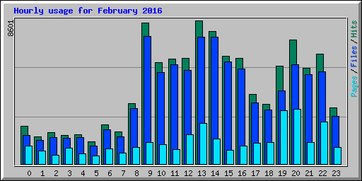 Hourly usage for February 2016