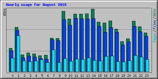 Hourly usage for August 2016