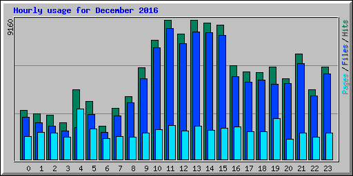 Hourly usage for December 2016