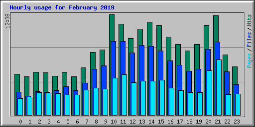 Hourly usage for February 2019