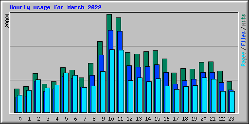 Hourly usage for March 2022